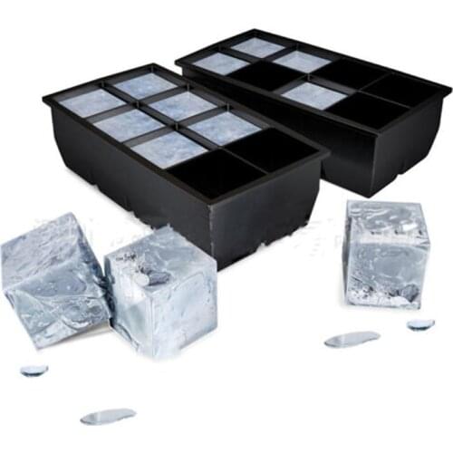 8 Grids Big Ice Tray Mold Giant Jumbo Large Silicone Ice Cube Square Tray Mold DIY Kitchen Tools Ice Maker Ice Cube Tray