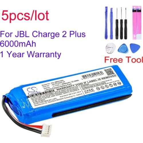 5pcs/lot Cameron Sino GSP1029102 MLP912995-2P Battery For JBL Charge 2 Plus Charge 2+ CS-JMD210SL 6000mAh Replacement Speaker