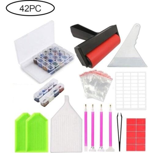 Diamond Painting 40Pcs Tool Paste Drill Cross Stitch Diamond Tool Diamond Painting Tool Set Self-sealing Point Drill Toolkit