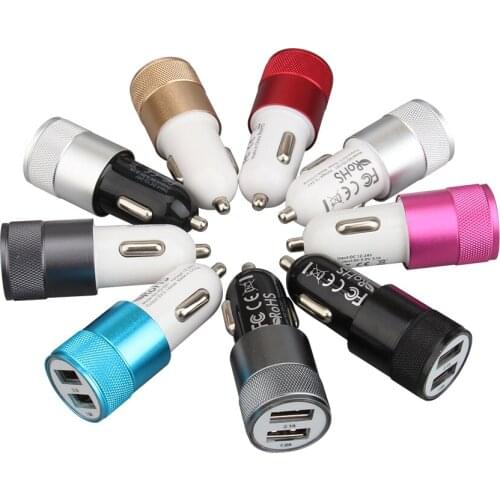Popular Bullet Design 2.1A 2 Ports USB Car Charger Dual USB Car Adapter Smart Charging for iPhone 11 XR XS Max 8 7 6 6s Plus