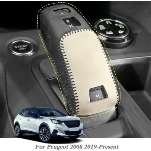Car Styling Handbrake Grips Cover Sequins Interior Mouldings For Peugeot 2008 2019 2020 Leather Covers Auto Accessories