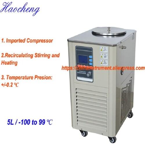 Free shipping, 5L / -100 to 99 degree Low Temperature Stirring Recirculating Pump with Heater