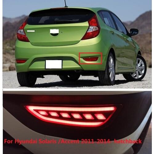 CAPQX 1Pair For Hyundai Accent / Solaris hatchback 2011-2014- Rear Bumper LED Reflector Light Brake light Fog Lamp Taillight