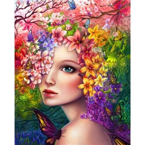 DIY Painting By Numbers Flower Girl Kit Oil Picture By Numbers Adult Wall Art Acrylic Paintings On Canvas Home Decor 40x50CM