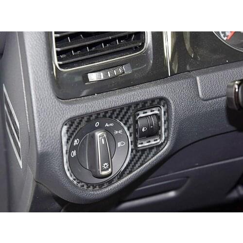 For VW Golf 7 GTI MK7 2013-2017 Car Interior Front Headlight Switch Cover Trim Carbon Fiber Sticker Decal Styling