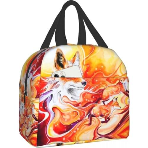Fox Functional Pattern Cooler Lunch Box Fox electric lunch box Thermal Food Picnic Lunch Bags For Women Kids