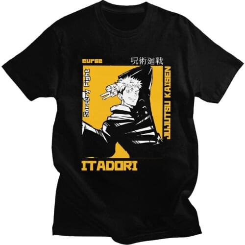 Jujutsu Kaisen Yuji Itadori Tshirt Men Short Sleeved Casual T Shirt Classic Japan Anime Manga T-shirt Loose Fit Cotton Tee Gift