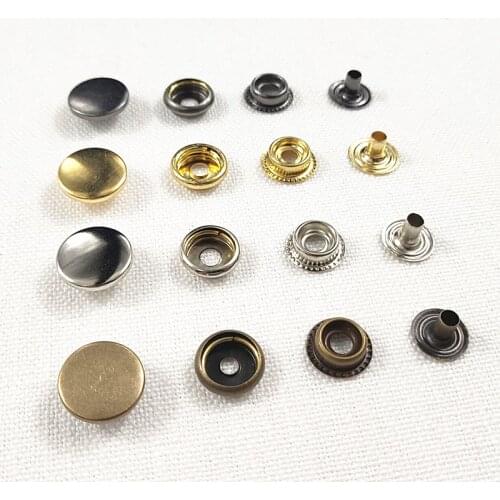 20sets 15mm 201 Brass Metal Press Studs Sewing Button Snap Fasteners Sewing Leather Craft Buttons for Clothes Bags 4 Colors