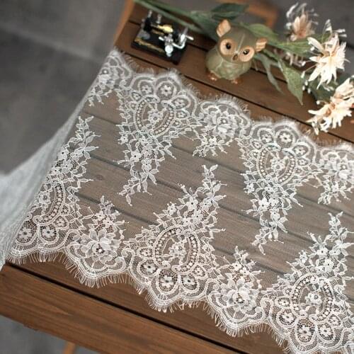 3Meter price 40CM Width High quality Soft white summer dress lace fabric French lace chantilly lace Height 150cm, length 300cm