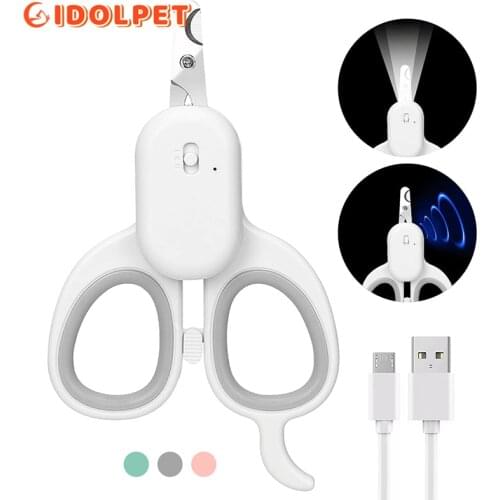 Pet Nail Clippers USB Charging Blood-proof Line LED Light To Illuminate Stainless Steel Nail Scissors For Cat Dog Claw Cutter