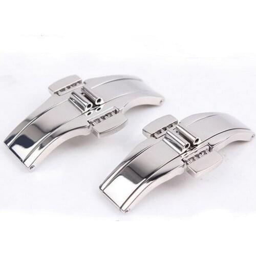 Neway High Quality 316L Metal Watch Band Buckle 6mm Watchband Strap Silver Stainless Steel Clasp Butterfly Button Accessories