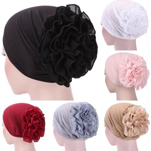 Muslim Hats Hairnet Chemo Cap Women Floral Lace Turban Hat India Cap Flower Bonnet Beanie