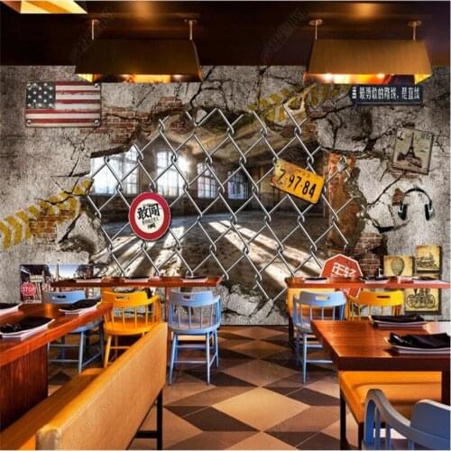 Retro 3D Industrial Wind Abandoned Factory Photo Mural Wallpaper 3D Restaurant Bar Club Decor Wall Paper 3D Papel De Parede 3d