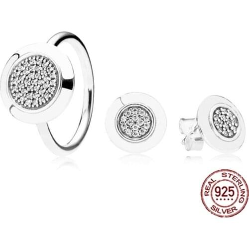 NEW 2018 NEW SUIT 100% 925 Sterling Silver Signature Classic Style Ring Set Charms Earrings Fit DIY Original Jewelry A Set