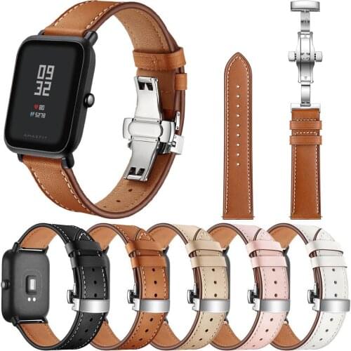 20mm 22mm High Quality Leather Strap for Huami Amazfit GTR 2 2e/GTS 2 2e Watch Band 47mm 42mm Bracelet Butterfly Clasp Belt
