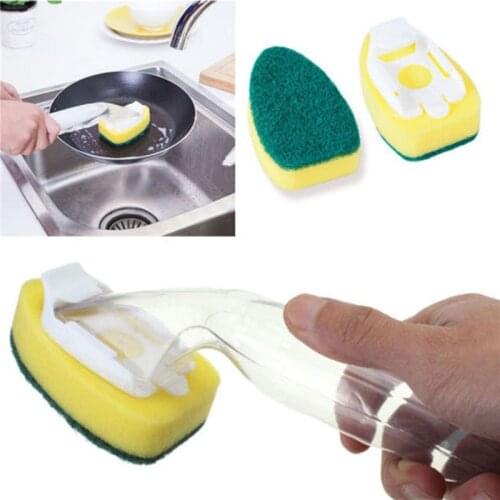 Handle Sponge Magic Sponge Washer Brush Head Kitchen Cleaning Brush Replacement Head Sponge Dish Wash Scrubber Sponge