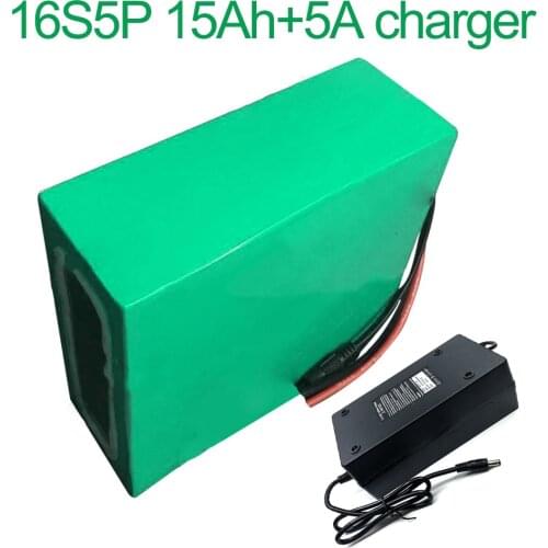 With 5A charger 60V 15Ah 16S5P 18650 Li-ion Battery electric two Three wheeled motorcycle bicycle ebike 200*165*70mm