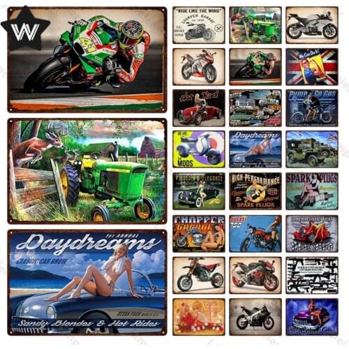 Sexy Lady Metal Poster Motorcycle Tin Plaque Vintage Metal Plate Retro Wall Sticker Metal Sign for Bar Man Cave Metal Decoration