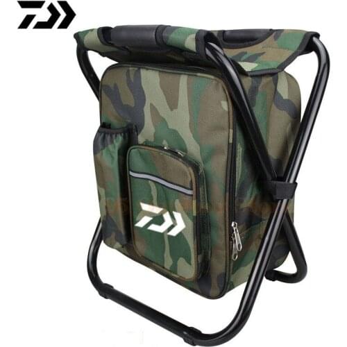 Daiwa 2 in 1 Folding Fishing Chair Bag Fishing Backpack Stool Convenient Wear-resistantv for Outdoor Hunting Climbing Equipment
