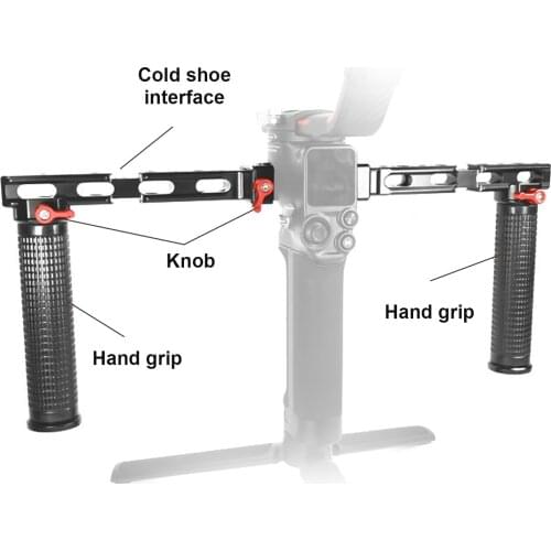 Stabilizer Dual Handle Grip Extend Stand Side Handgrip for DJI Ronin RS 2/RSC 2 Stabilizer Extension Mount Adapter Bracket