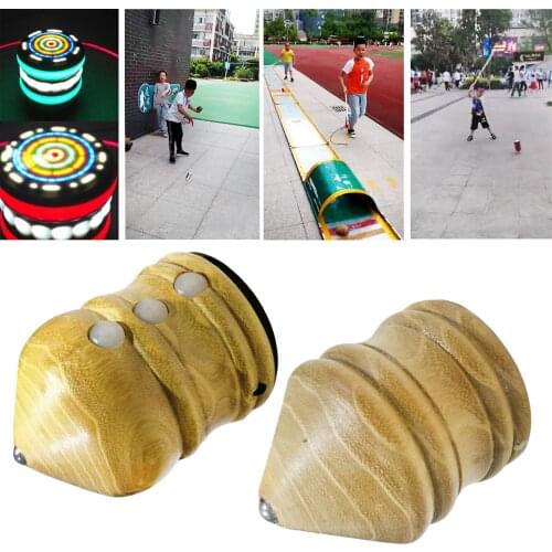 Handmade Tops Led Lights Classic Wooden Trompos for Kids Aduls Funny Birthday Gifts