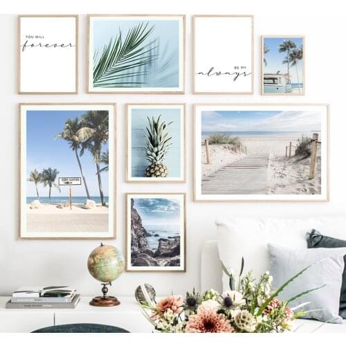 Tropical Beach Pinapple Coconut Tree Van Wall Art Canvas Painting Nordic Posters And Prints Wall Pictures For Living Room Decor