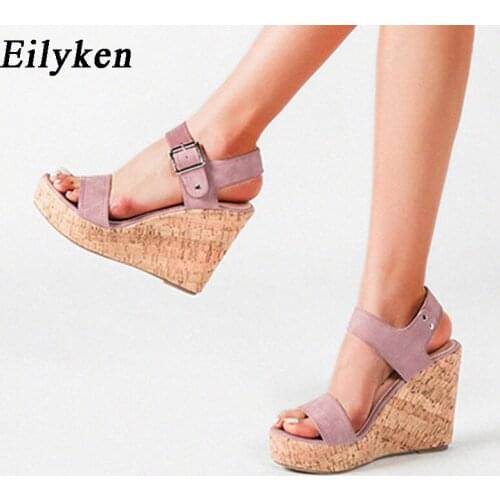 Eilyken New Platform Wedge Shoes Woman High Heels Sexy Peep Toe Summer Ladies Ankle Buckle Strap Roman Gladiator Sandals