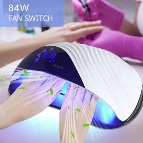 120W LED UV Nail Lamp Dryer Gel Polish Light Fan Switch Smart Sensor Curing Varnish Not Black Hands No Pain Professional Salon