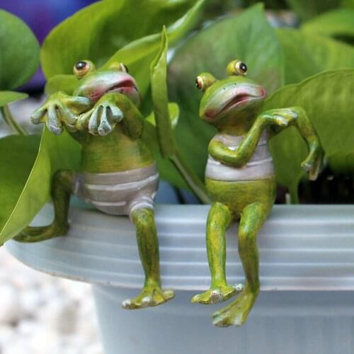 Climbing Basin Small Frog Set Statue Flower Pot Decoration Crafts 3D Resin Sculptures Home Decor Figurine Artwork Birthday Gifts