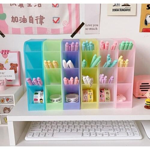 Desk Pen Holder Pencil Makeup Storage Box Desktop Organizer Office Stationery