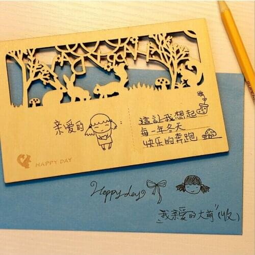 1pcs Korean Pony Wreck Forest Story Wood Vintage Postcards Hollow Cards Cards Creative Greeting Cards