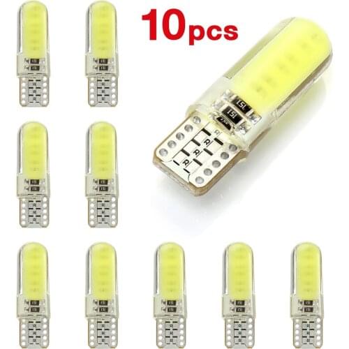 10PCS T10 W5W LED Car Interior Light COB Silicone Auto Signal Lamp 12V 194 501 Side Wedge Parking Bulb for lada car styling