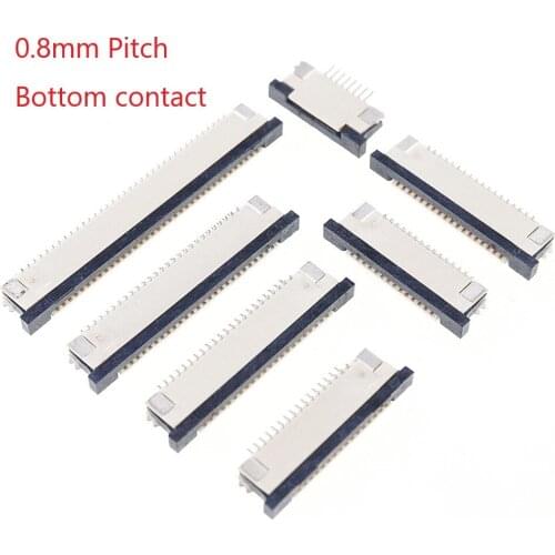 2000pcs Tape & Reel FFC FPC Connector 0.80 mm 5 6 8 9 10 12 14 15 16 18 20 22 24 26 28 30 36 Pin Bottom Contact SMT Right Angle