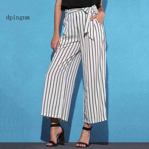 2018 Summer Casual Pant High Waist Wide Leg Pants Fashion Women Broad Leg Pants