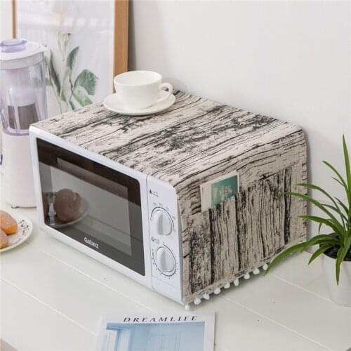 30cm*90cm Microwave Oven Printed Dust Cover Cloth Home Kitchen Gadgets Storage Bag with Side Pocket