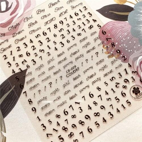 CB-009-109 Arabic numerals 3D Back glue Nail decal Nail sticker Nail decoration Nail art Nail tool Nail ornament