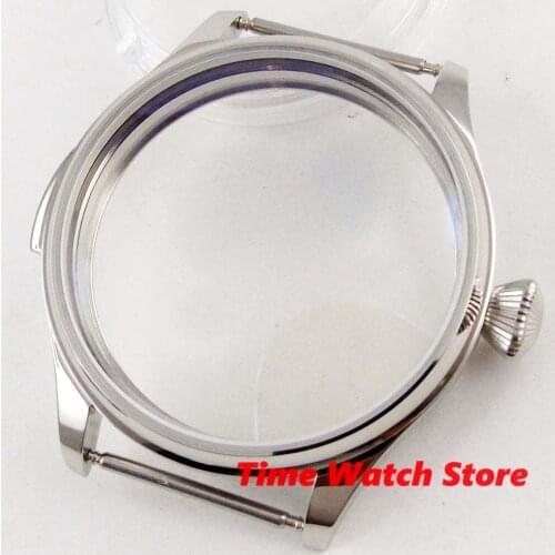 44mm watch case men Polished scratch proof glass 316L stailess steel fit ETA 6498 6497 movement C161