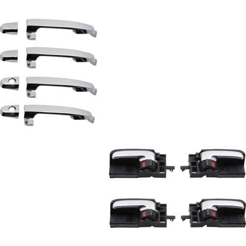 8PCS CHROME EXTERIOR AND BLACK CHROME Interior door handle for TOYOTA Corolla 03-08 RH:69205-12200-A2 LH:69206-12200-A2