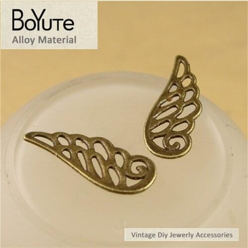 BoYuTe (100 Pieces/Lot) 24*9MM Antique Bronze Plated Zinc Alloy Angel Wings Charms Pendant Diy Jewelry Findings Components
