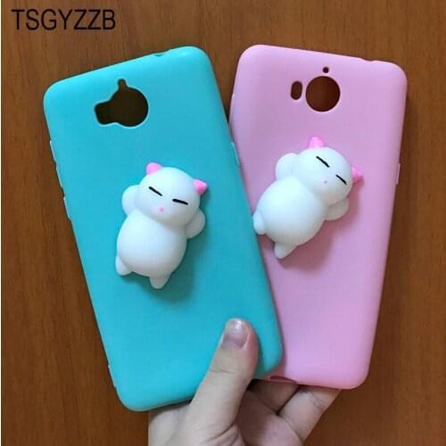 For Huawei Y5 2017 Case Soft TPU Candy Color Silicone Back Cover Cute 3D Squishy Cat Phone Cases For Huawei Y6 2017 Y 5 Y 6 2017