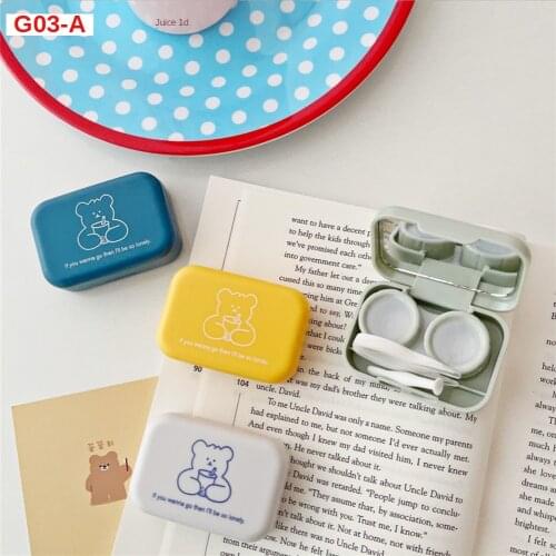 Cartoon Milk Tea Bear Contact Lens Case Students Lovely Small Portable Cosmetic Contact Lenses Receiving Care Box Partner Box