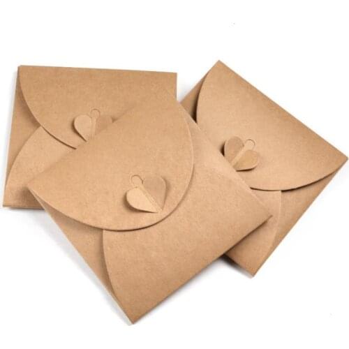 DHL 500Pcs 13cm*13cm Heart Blank Kraft Paper Party CD DVD Sleeve Packaging Packing Box For 3 CDs Envelopes Holder Case Pack Bag