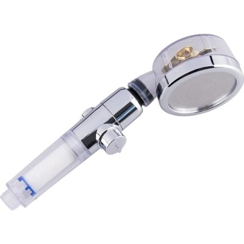 Bathroom High Pressure Handheld Shower Transparent Turbo Shower Head with On/Off Pause Switch Universal Interface