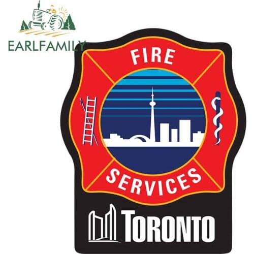 EARLFAMILY 13cm x 10.8cm for Fire Services Toronto VAN Car Sticker Windshield Occlusion Scratch Decal Personality RV Car Styling