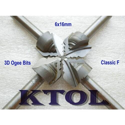 6x16mm F- Ogee Groove Bit Woodworking Cutter Tools CNC End Mill Set, Quality Carbide CNC Bits for Wood MDF Edge Milling Cut