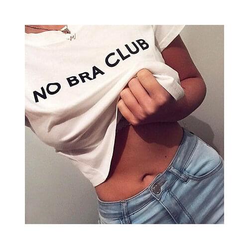 Harajuku T Shirt Women Short Sleeve Tunic Letter No Bra Club Bare Midriff Crop Tops White Tumblr Tee Shirt Femme