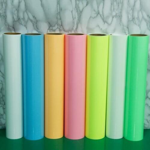 HOHOFILM 7COLORS Multi-size Glow in the Dark HTV PU Heat Transfer Vinyl luminous Heat Press Vinyl Iron on Film T-shirt vinyl