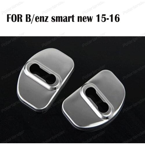 Door lock cover FOR Benz smart 15-16 FORFOUR 16 FORTWO 15-16 new stainless steel door lock buckle protection cover 2PCS