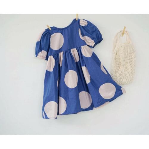 Summer girls fashion dot puff sleeve loose dress 2-7 years kids fashion princess dresses