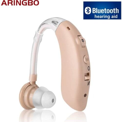 Best Rechargeable Bluetooth USB Mini Digital BTE Hearing Aid Sound Amplifier For Mild To Severe Hearing Loss Drop Shipping
